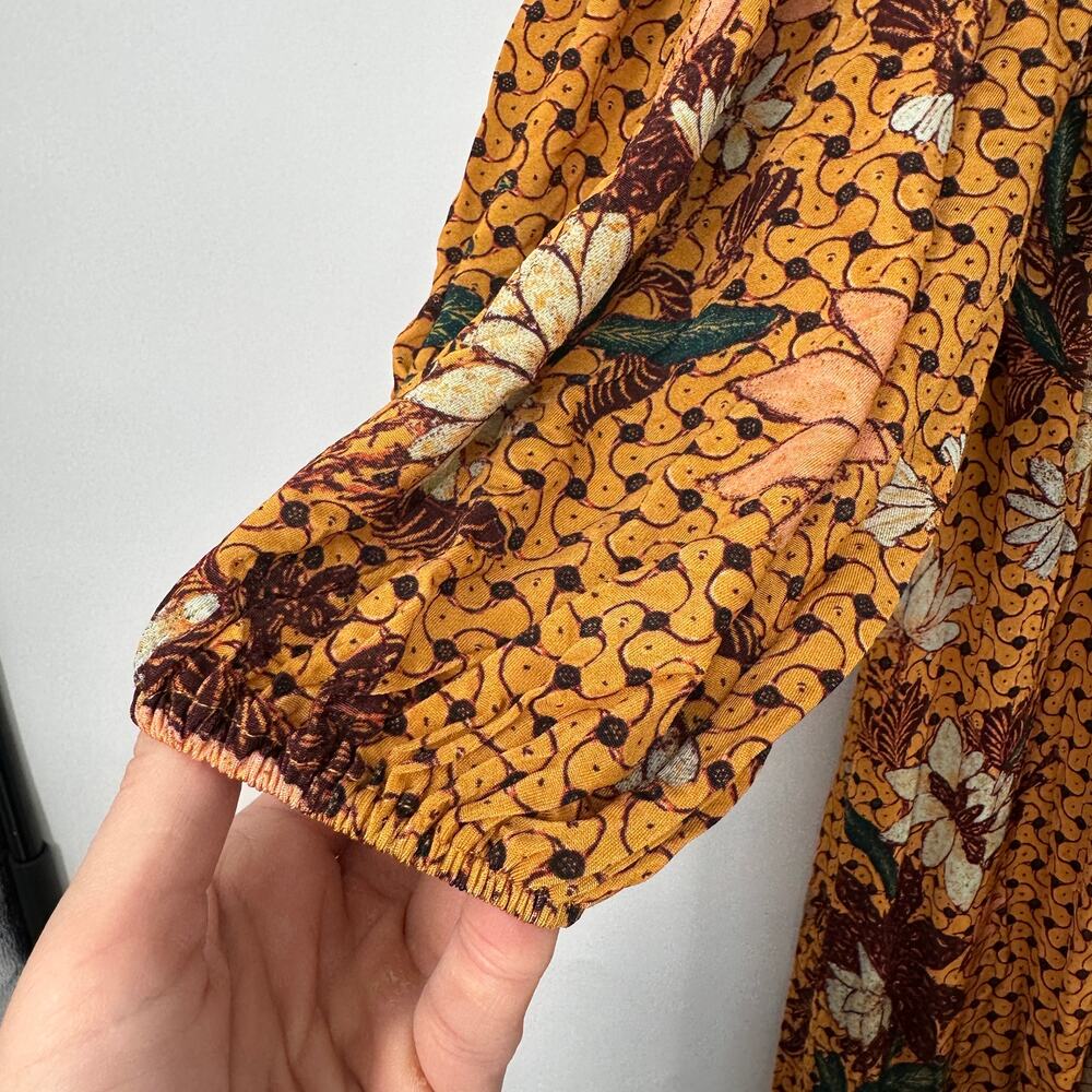 ULLA JOHNSON Floral Printed Noemi Cold Shoulder Midi Dress // S - Picture 8 of 14